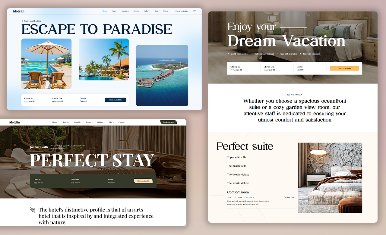 Motelin Hotel and Resort Booking Elementor WordPress Theme